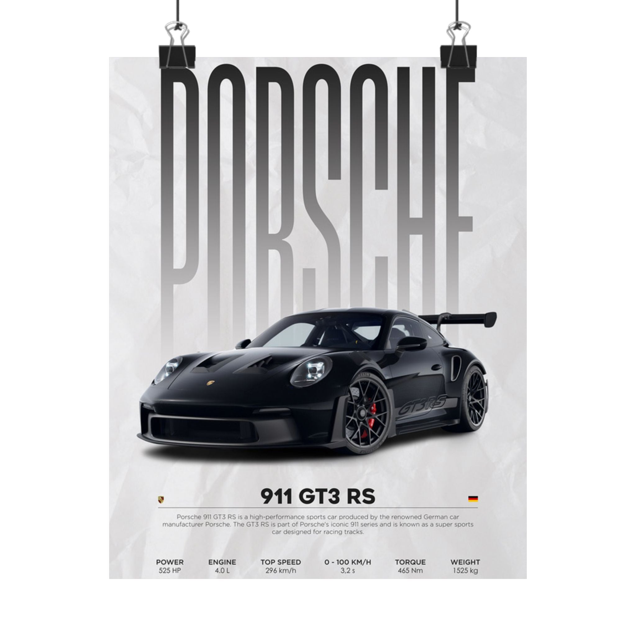 Porsche 911 GT3 RS Poster 8" x 10"